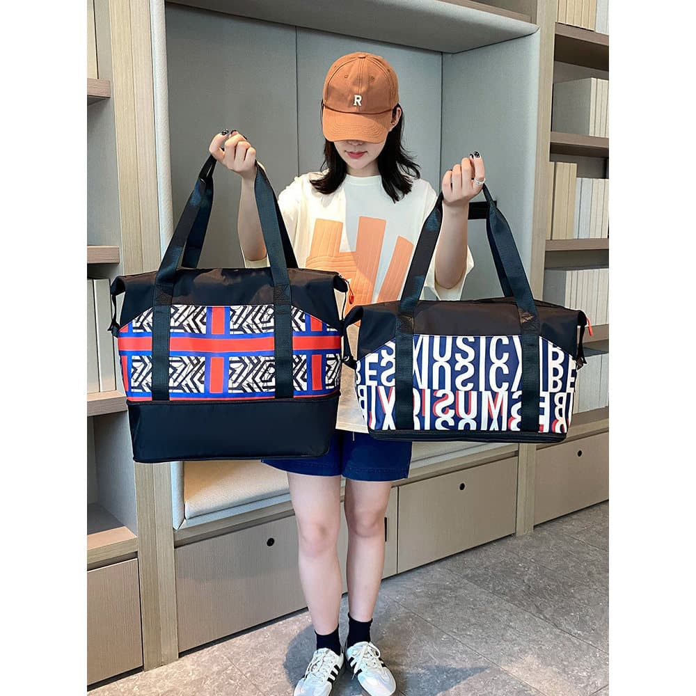 Bolsa de viagem expansível de grande capacidade feminina bolsa de bagagem de mão de curta distância leve bolsa de armaze