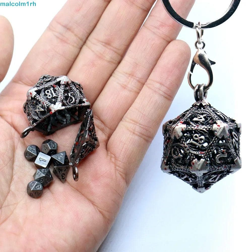 MALCOLM 1 Conjunto De Chaveiro De Dados De Metal Oco , Requintado De 20 Lados , TRPG