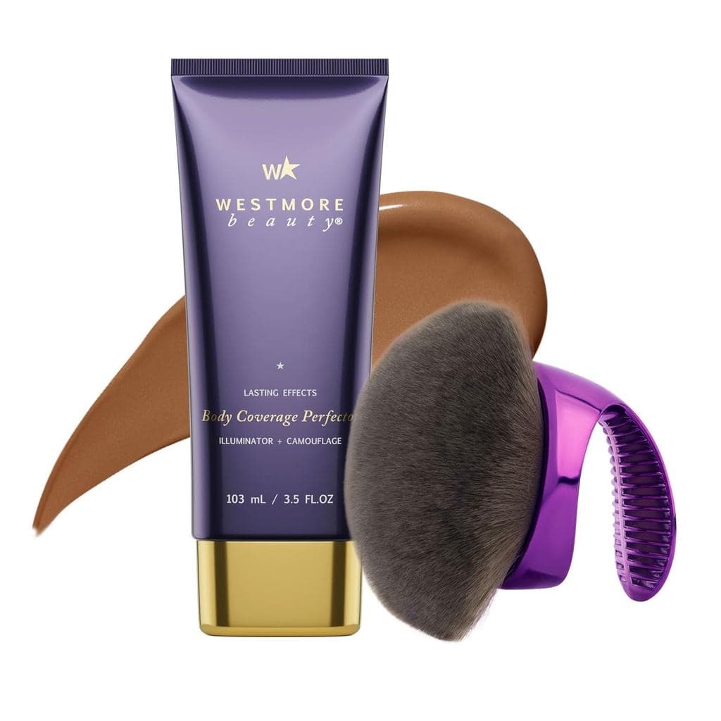 Westmore Beauty Body Coverage Perfector x Pincel Kabuki Blend & Blur para o Corpo - Maquiagem à Prova d'Água para Pernas