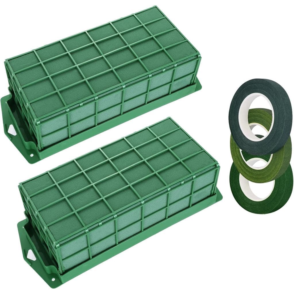 Mwellewm 2 Pcs Floral Foam Cage for Fresh and Artificial Flowers, Dry and Wet Rectangle Flower Cage Holders with Floral