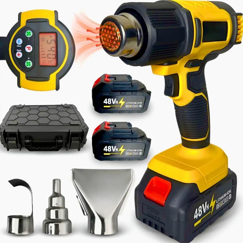 Soprador Térmico 21V Sem Fio Bivolt Com 2 Baterias Kit Com Maleta Soprador Térmico Profissional Alta Temperatura