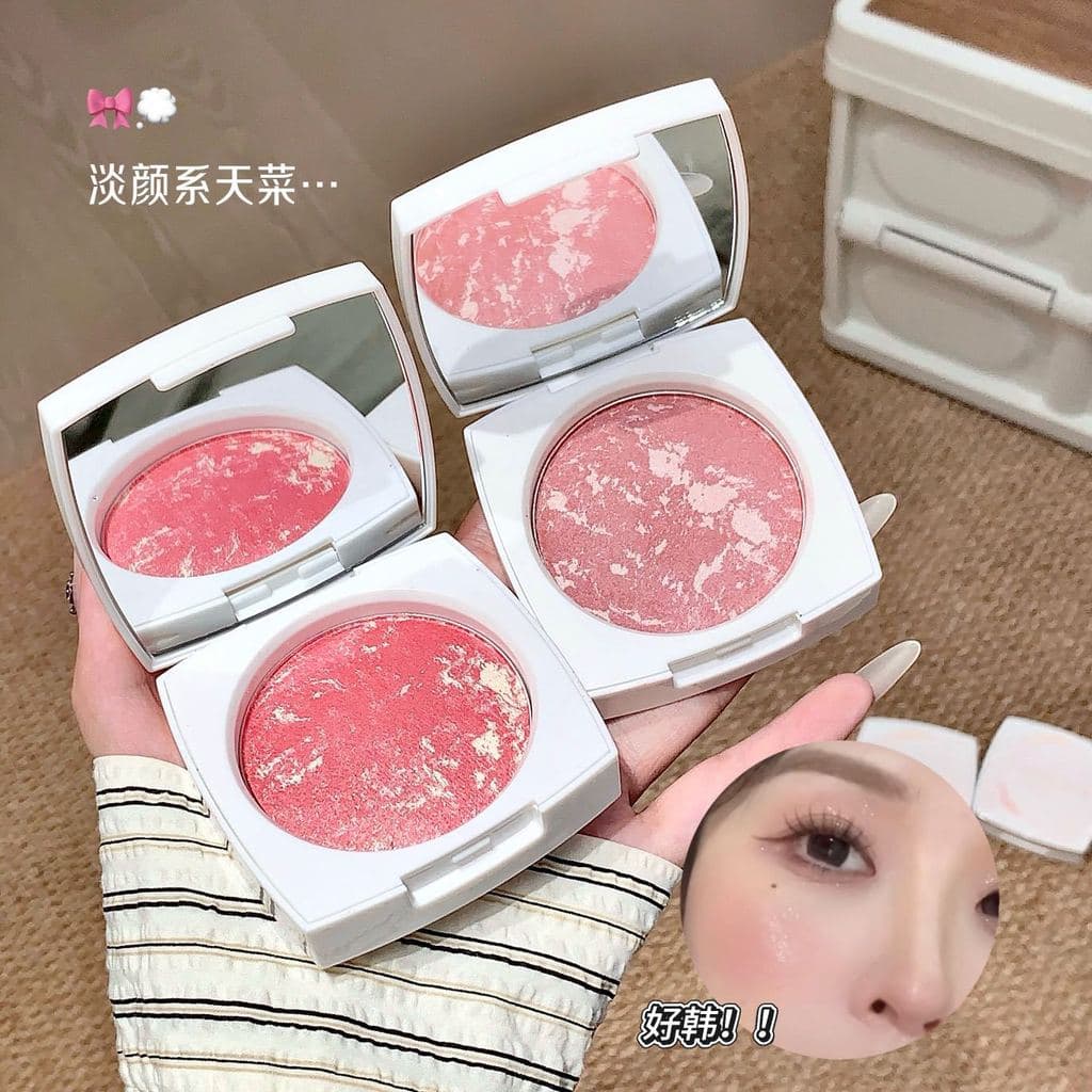 Moldar flor de porco assada blush fino piscando perolado blush clareamento estilo coreano atmosfera blush placa coziment