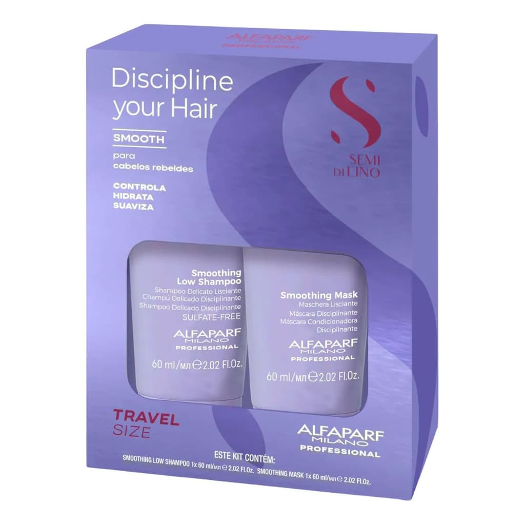 Kit Travel Size Alfaparf Smooth Shampoo 60ml Mascara 60ml