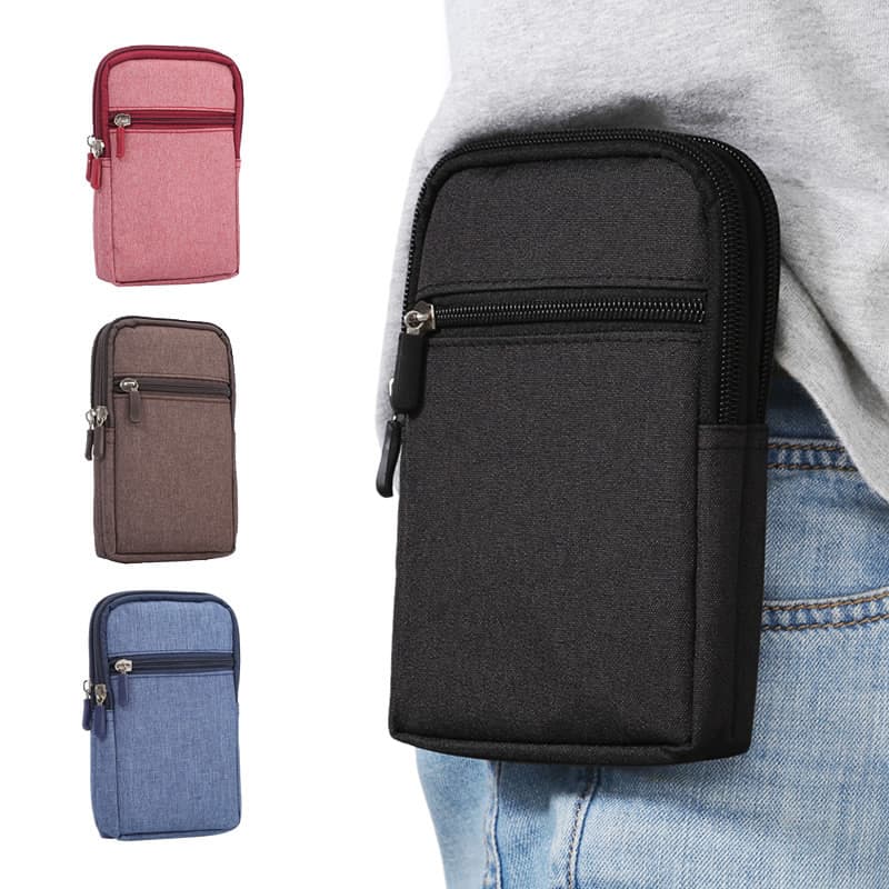 Denim segurar 2 sacos de telefone móvel usar cintos pendurar sacos de cintura sacos de dinheiro de cigarro zíper masculi