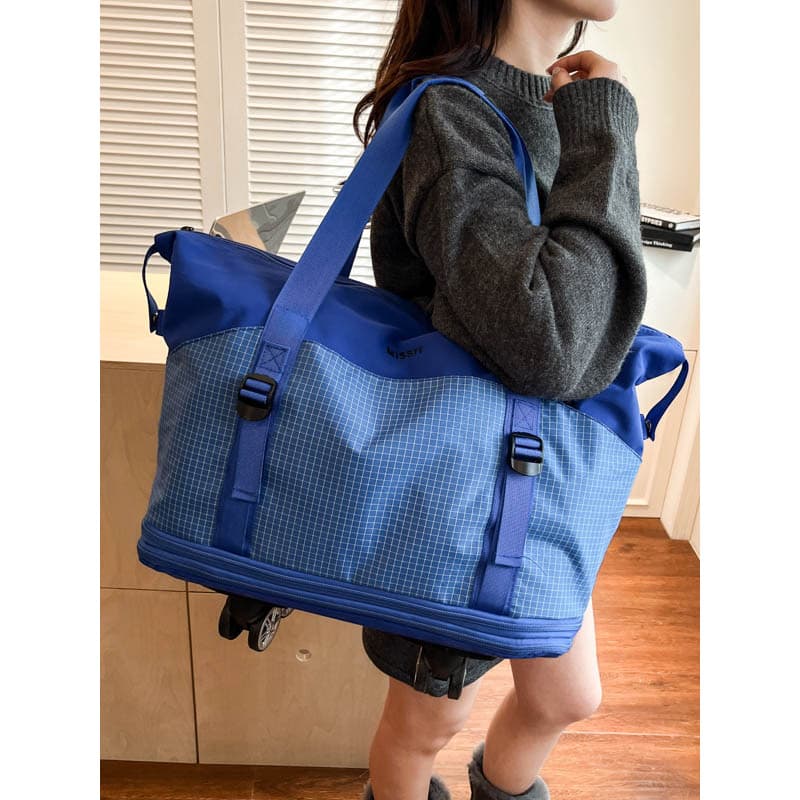 Bolsa de viagem estendida com polia destacável, bolsa de transporte para roupas de grande capacidade, bolsa de bagagem d