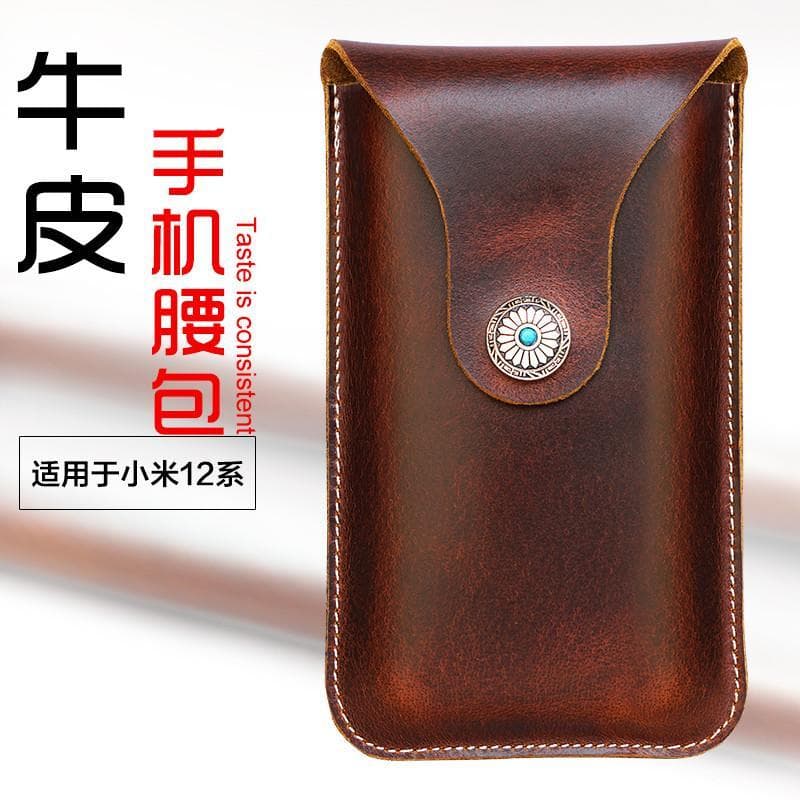 Capa de couro masculina para pendurar na cintura, adequada para xiaomi xiaomi 12Pro, couro genuíno, 12 bolsas de cintura