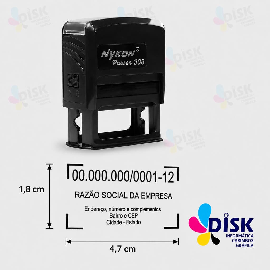 Carimbo Padrão Cnpj Nykon 303 - 18mm x 47mm