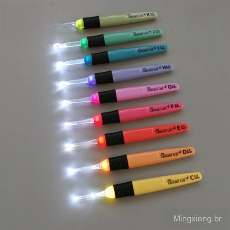 1 unidade de agulha de crochê LED 2,5-6,5mm, acessórios de tricô, ferramenta luminosa para DIY X2PH