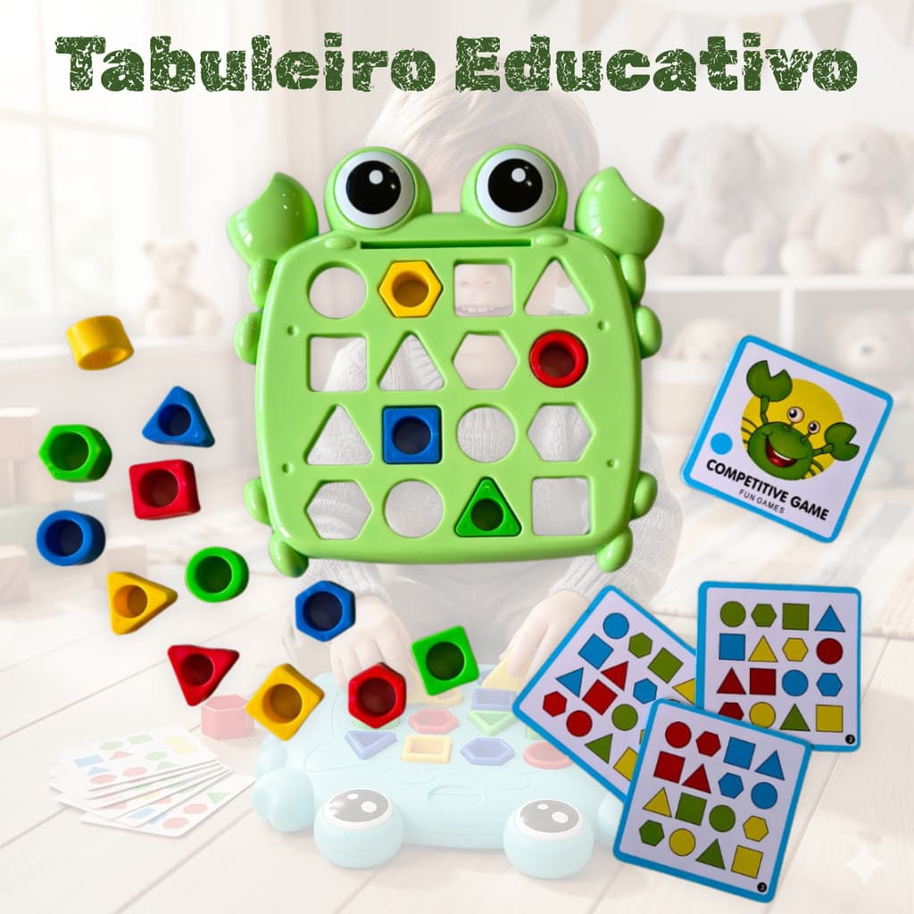 Brinquedo Educativo Jogo Tabuleiro Caranguejo Montessori Tabuleiro Geométrico Coordenação Motora