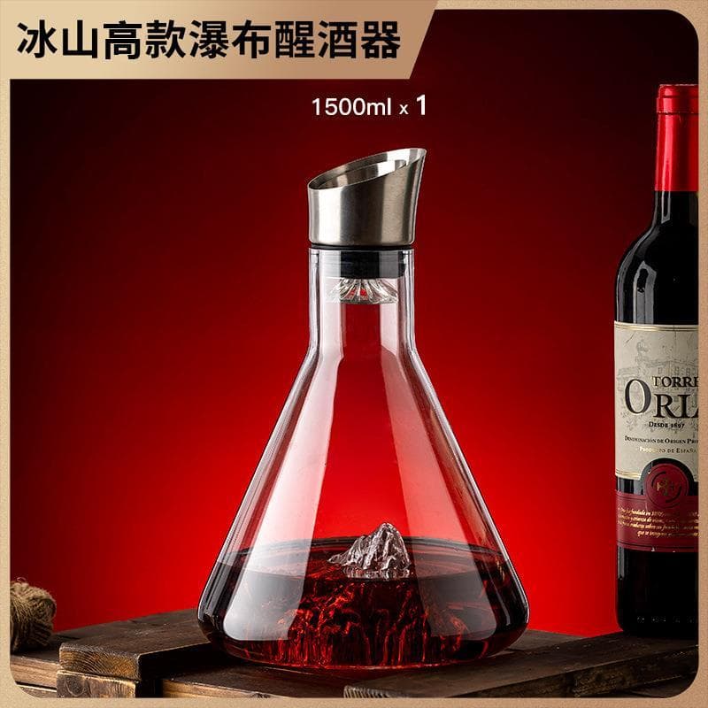 Luz europeia de luxo montanha visualização dispensador vinho tinto Iceberg cachoeira Decanter filtro vidro cristal garra