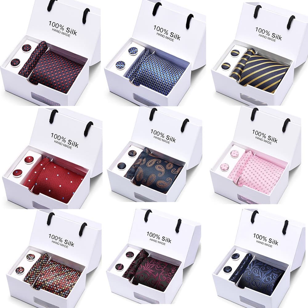 Conjunto De 5 Peças Gravata Comercial Vestuário Formal Masculina Estoque Pronto Caixa De Presente Grupo Negócios Uso De