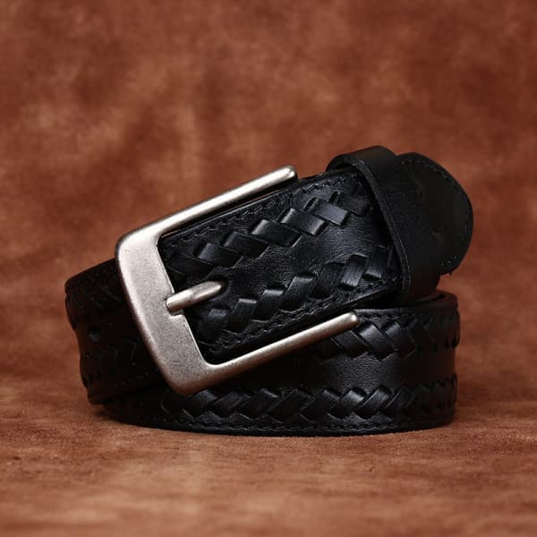 cinto masculino social cinto masculino couro legítimo 2025 novo estilo trançado cinto de couro masculino fivela de pino