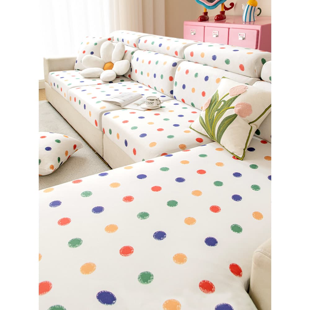 Verão Polka Dot gelo seda sofá capa 2026 novo estilo elástico tudo incluído Universal capa de sofá verão Anti-gato Scrat