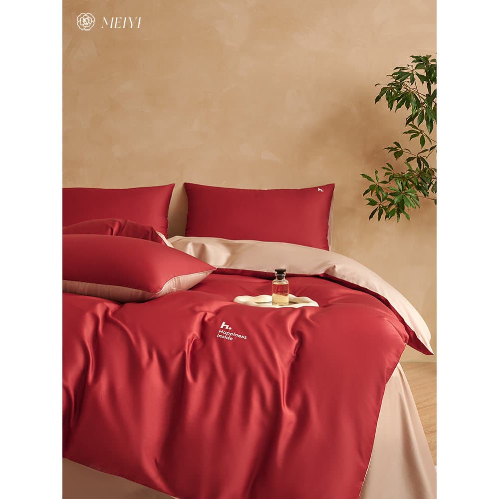 Luz de luxo high-End casamento conjunto de quatro peças puro algodão high-contagem longa algodão vermelho lençol colcha