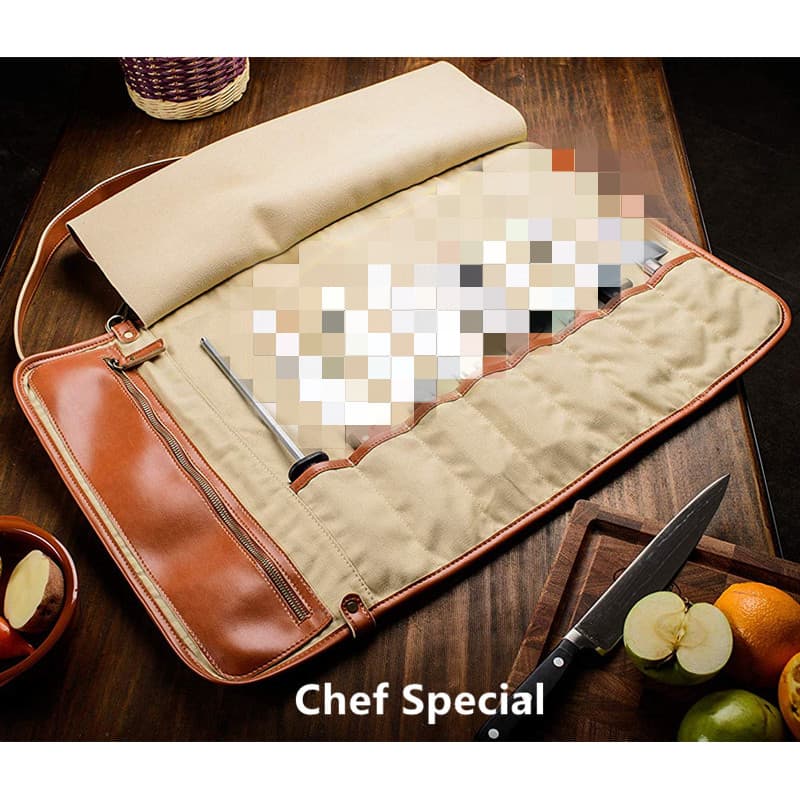 Saco de faca de chef saco de armazenamento de faca de cozinha saco de ferramentas de chef cinto puro zíper saco de armaz