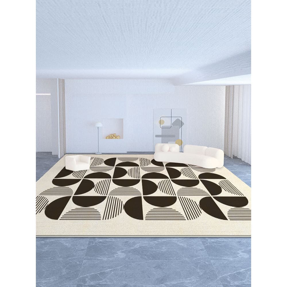 Círculo velo tapete sala de estar estilo creme luz luxo Premium sofá mesa de centro resistente à sujeira descartável qua