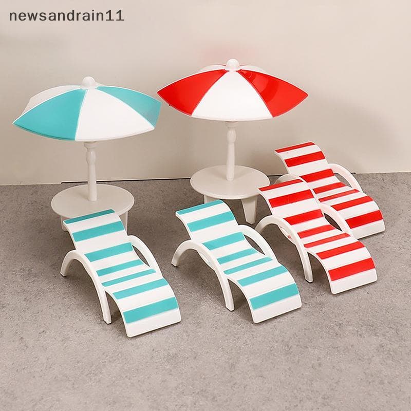 NN Mini Guarda-Sol , Conjunto De Cadeira De Praia Dupla , Artesanato Em Miniatura , Decoração De Casa De Brinquedo , Mic