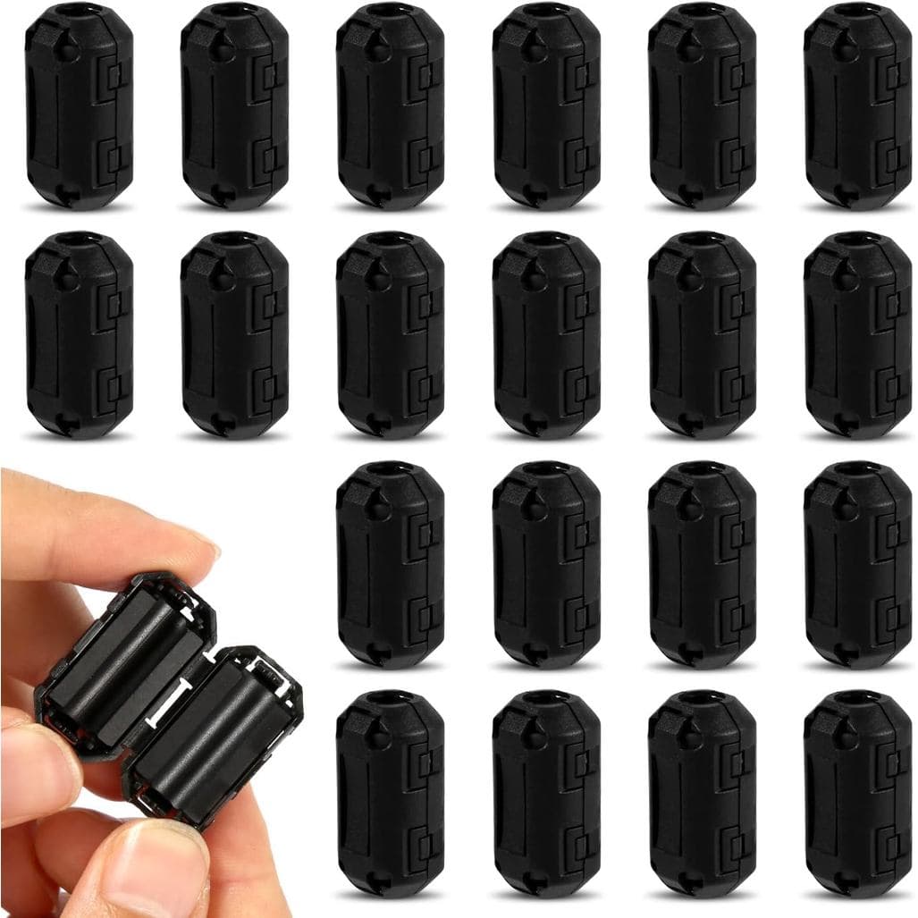 20 peças de Filtro de Ferrite Clip-On, Núcleo de Anel de Ferrite, Supressor de Ruído RFI EMI, Filtro de Cabo com Clipe p
