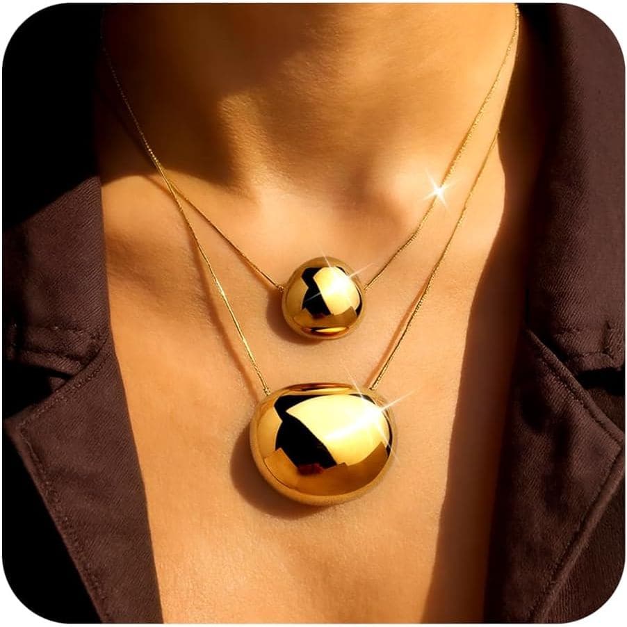 Conjunto de Colar Longo com Pingente Dourado Chunky Jean Beau para Mulheres, Colares de Corrente em Aço Inoxidável, Joia