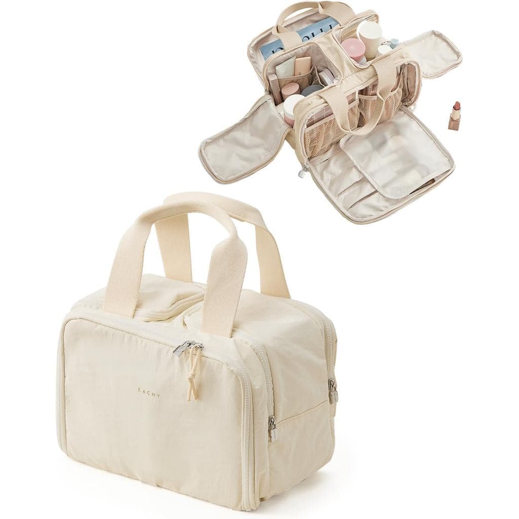 Bolsa de Maquiagem de Viagem EACHY com Alça, Organizador de Maquiagem de Grande Capacidade, Bolsa Cosmética Impermeável