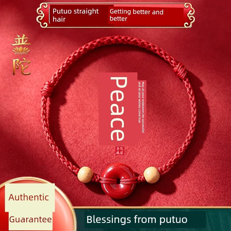 pulseira masculina pulseira Putuoshan genuíno cinábrio fivela segura corda vermelha mão tornozeleira das mulheres dos ho