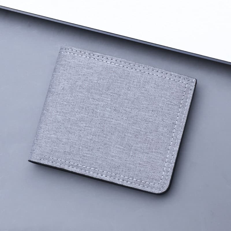 Jolizeon Carteira masculina de lona curta carteira masculina com zíper carteira jeans novo estilo ultrafino