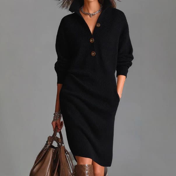Roupas femininas 2026 novo estilo outono inverno vestido novo estilo outono Casual botão lapela estilo solto