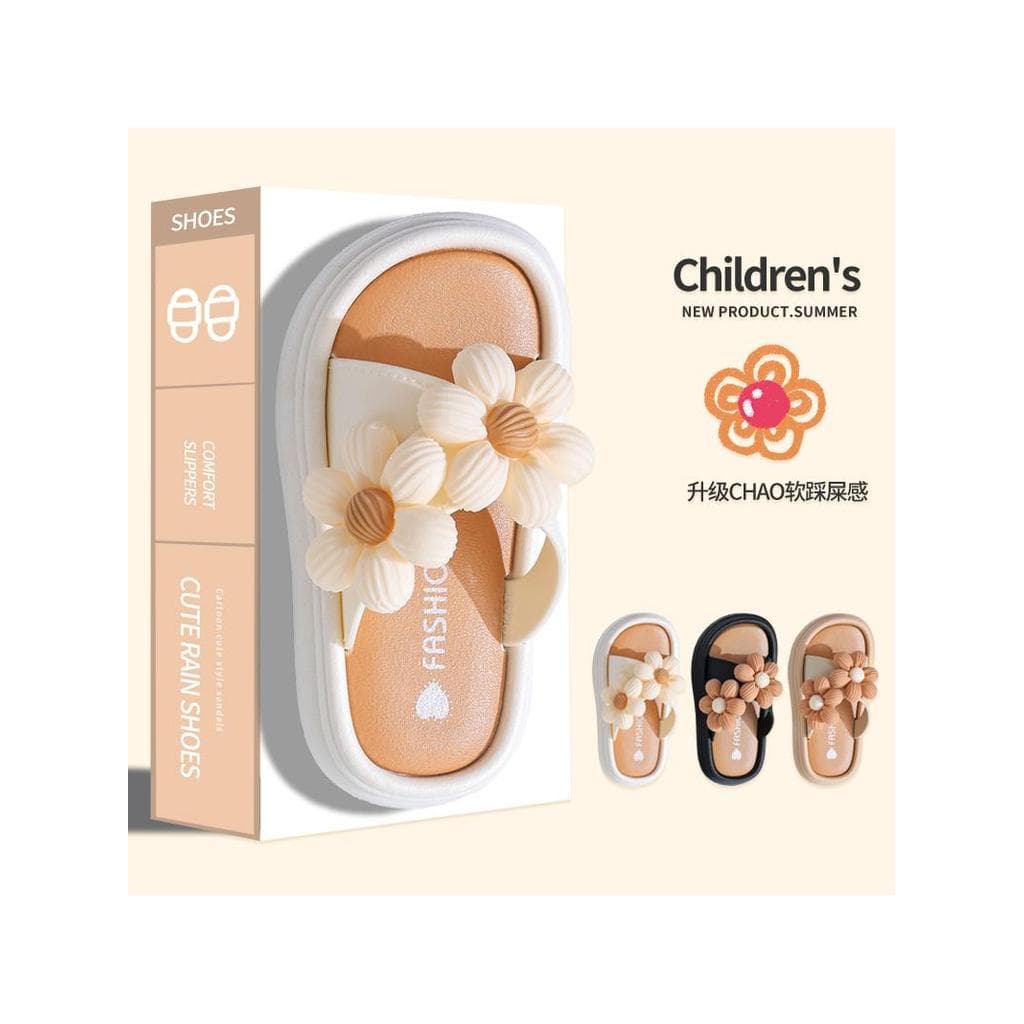 1 chinelos para meninas verão 2026 novo estilo médio grande crianças antiderrapante sola macia estilo princesa flor pai-