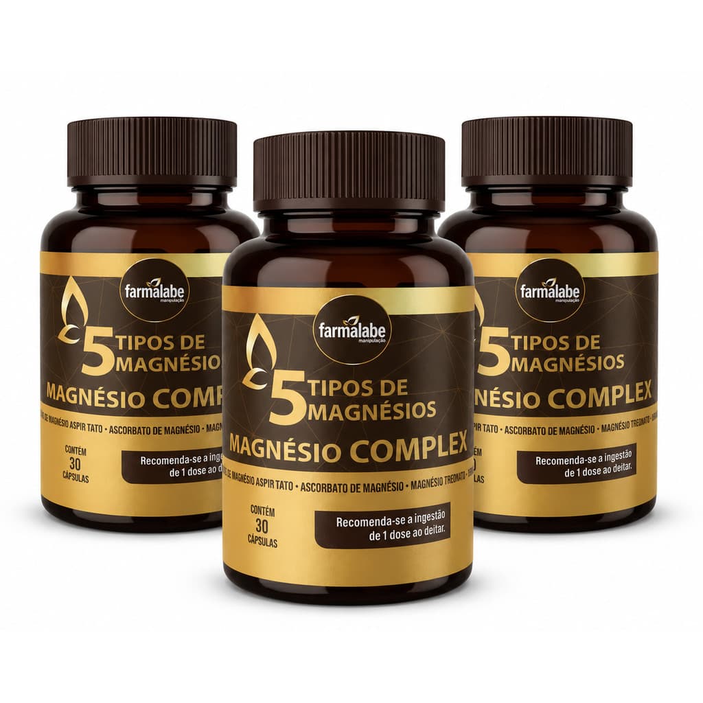 Kit 3 Magnésio Complex 5 Tipos De Magnésio 180 cápsulas