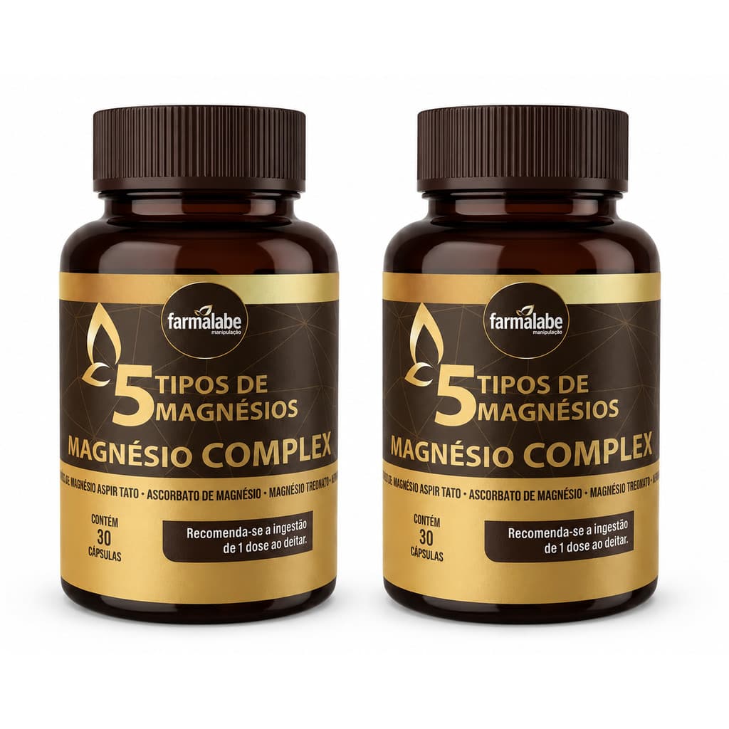 Kit 2 Magnésio Complex 5 Tipos De Magnésio - 120 cápsulas