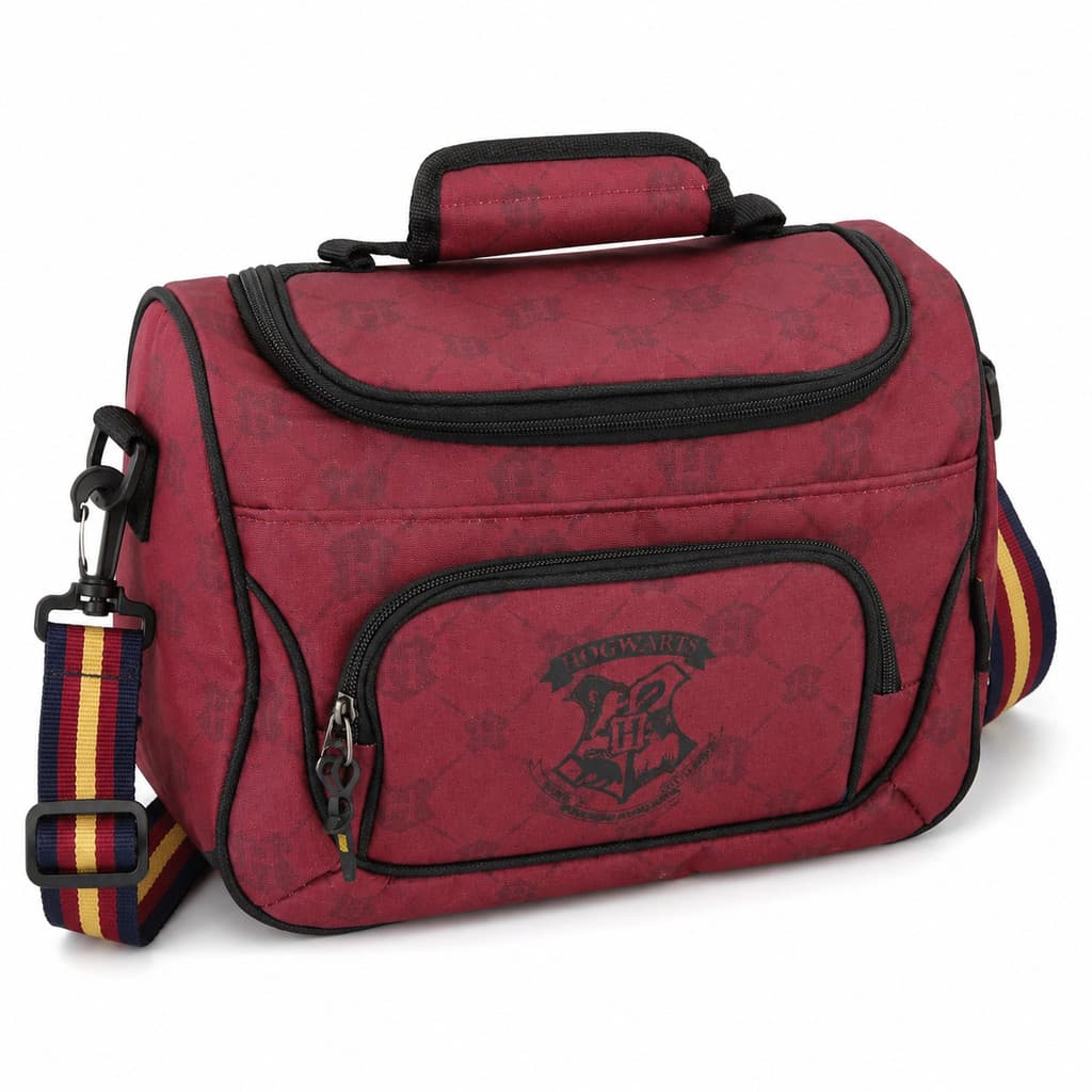 Bolsa Lancheira Hogwarts Vinho Vitrine Com Avaria
