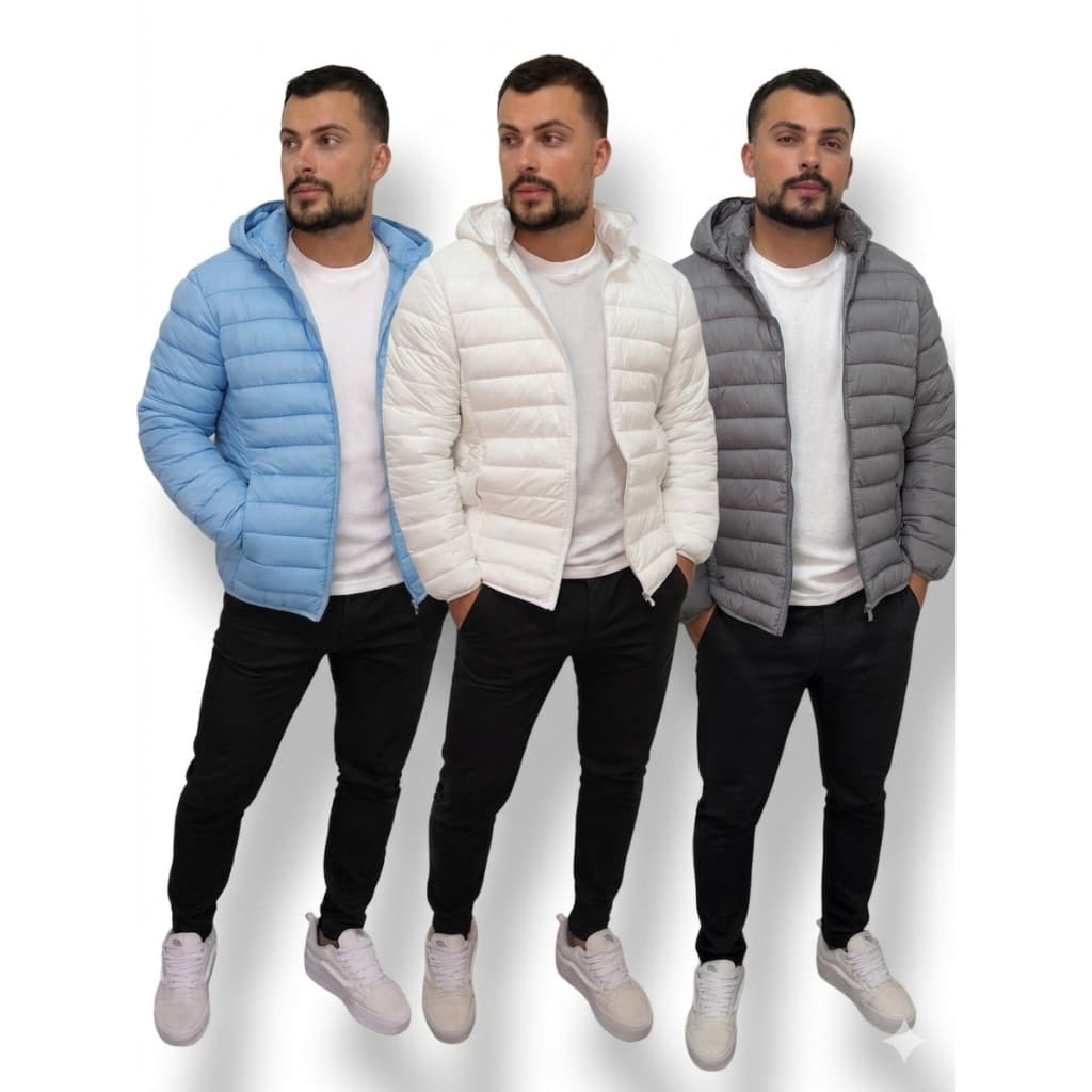 Jaqueta Masculina Puffer Gominho com Capuz Removível Kit 2 Peças ou Unidade Premium