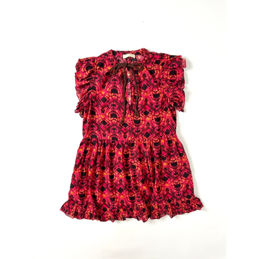 American High Goods UJ xs-m Tamanho Boêmio Impresso Casa Seda Algodão Franjas Lace-Up Vestido Solto Saia Curta Verão