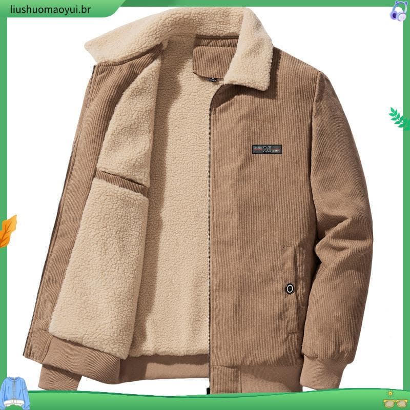 2024 Casaco Militar De Inverno Masculino De Veludo De Velo Quente E Grosso De Pele