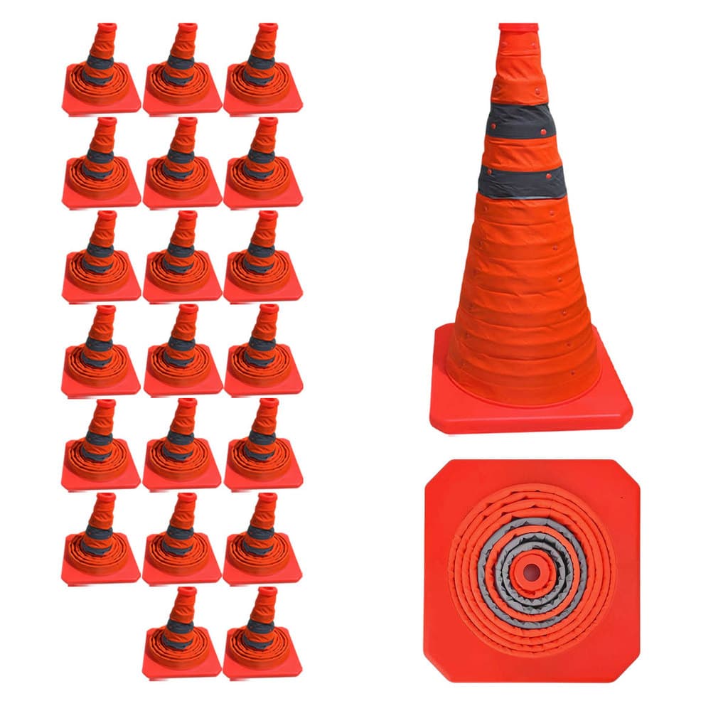 Cone Retratil Kit 22 Uni Sinalizaçao Portatil Dobravel Estrada Rodovia Emergencia Flexivo Obra Balizador Segurança