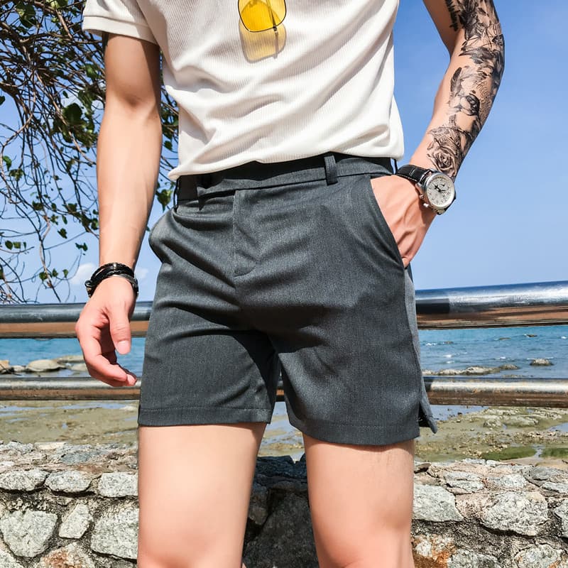 Calças de verão shorts masculinos fino-ajuste magro Casual calças de três pontos moda simétrica calças de 23 pontos Supe