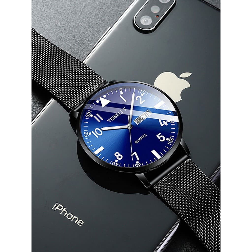 Nova moda masculina relógio de pulso multifuncional data semana à prova dwaterproof água Digital duplo calendário lumino