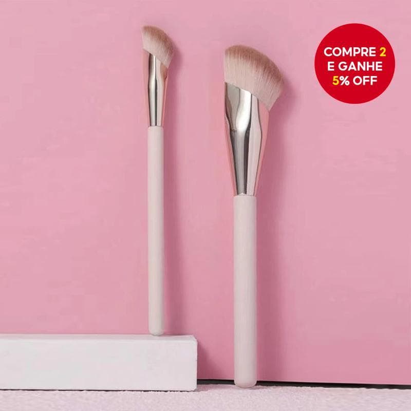 Conjunto de 2 Pincéis de Maquiagem - Pincel de Base, Blush e Corretivo em Forma de Diamante, Portátil e Sem Emendas