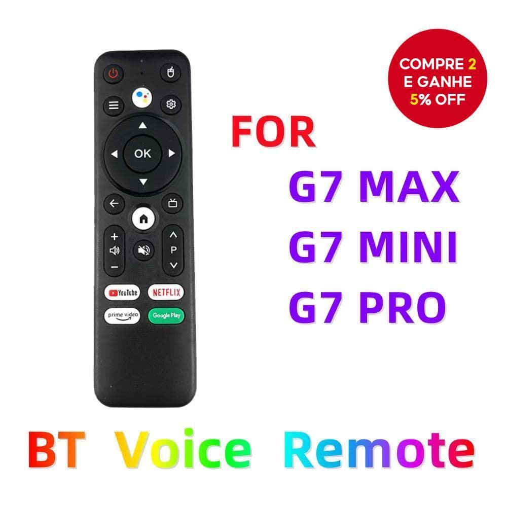 Controle Remoto por Voz Bluetooth para G7 Stick, G7 Pro, G7 Mini, G7 Max, Caixa Set Top Controle Remoto Infravermelho
