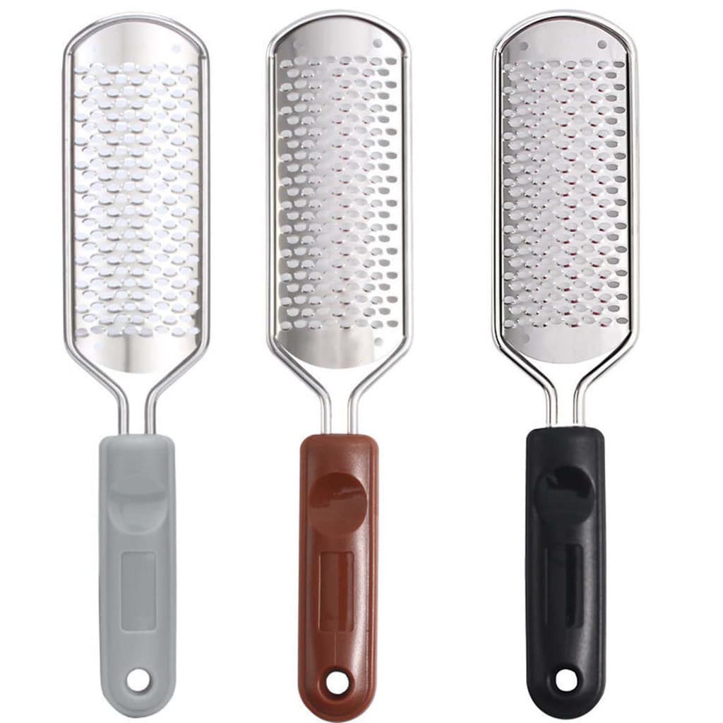 1 raspador de aço inoxidável, usado para remover pele morta, reparar calosidades nos pés e para uso com pedras e placas