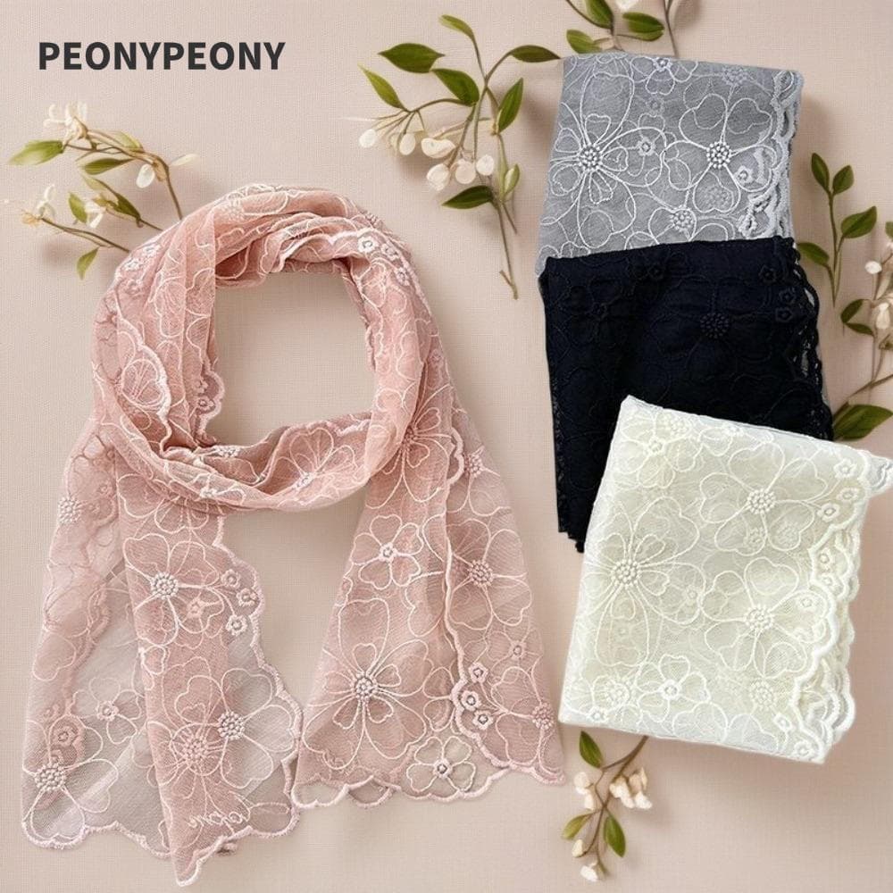 PEONY Lenço De Renda Feminino , Versão Coreana Retrô Verão Protetor Solar Xale , Longo