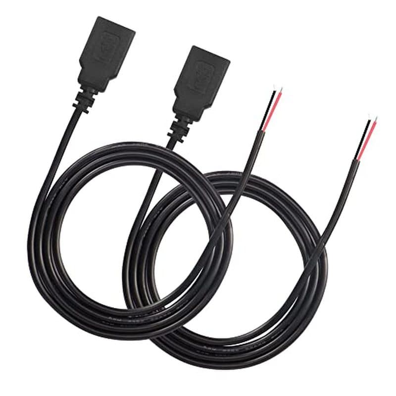 XMSJSIY USB 2.0 Cabo Trançado Fêmea De Alimentação De Extensão 22AWG 5V 3A A Soquete Para Fio Desencapado De 2 Pinos Con
