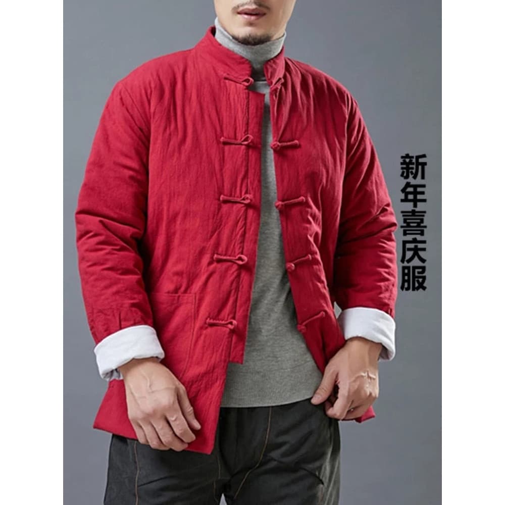 Inverno estilo nacional novo estilo chinês jaqueta acolchoada homens mulheres Retro arte Tang terno jaqueta acolchoada g