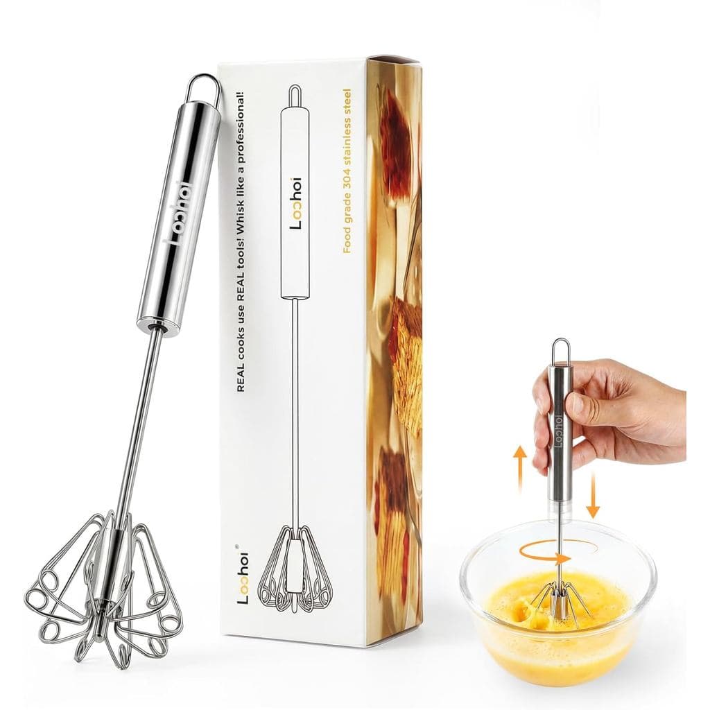 Batedor Semiautomático de Aço Inoxidável Aprimorado, Batedor Manual de Fácil Manuseio para Ovos, Creme, Café e Misturas