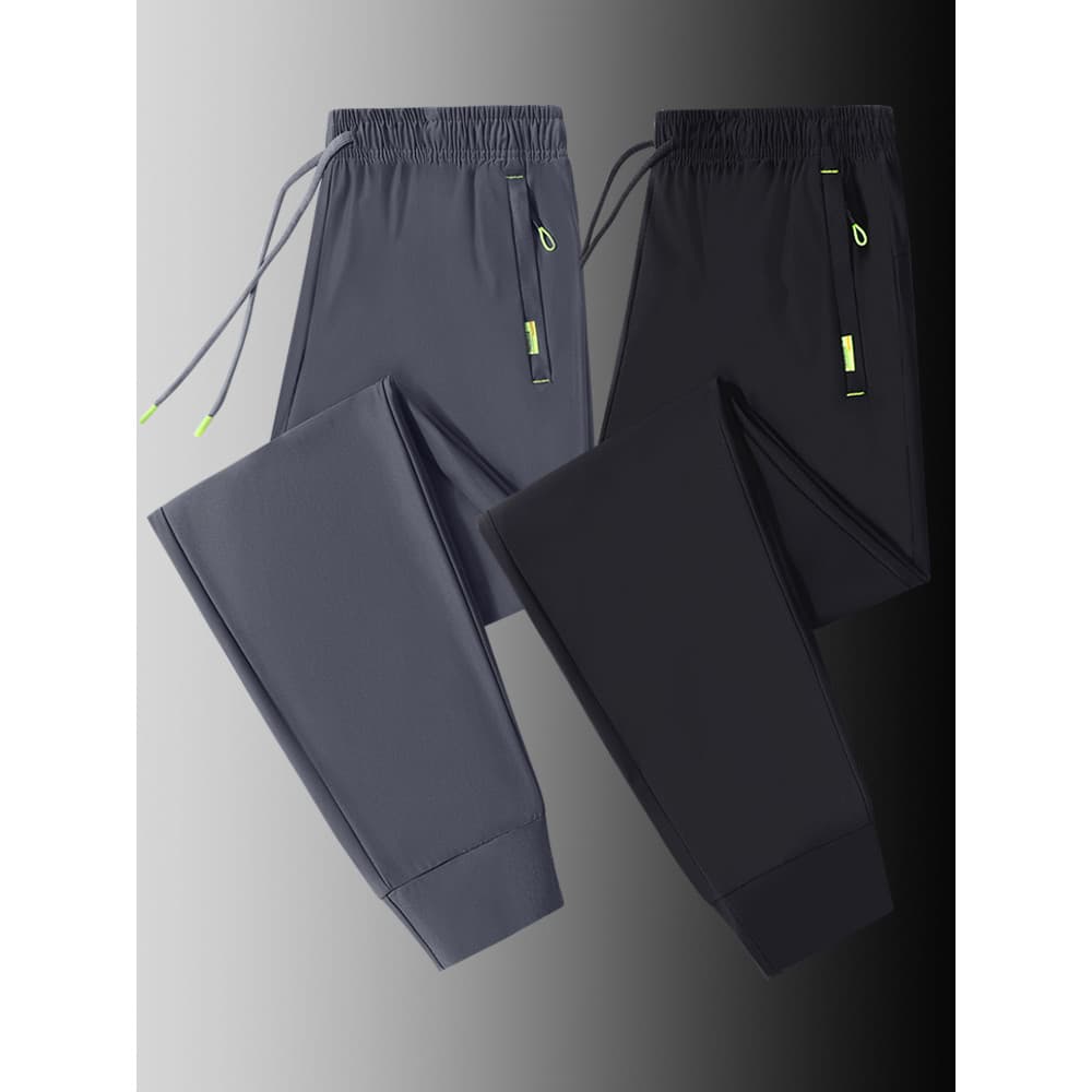 Calças casuais de seda gelo masculinas verão Ultra-fino calças esportivas soltas tamanho grande elástico de secagem rápi