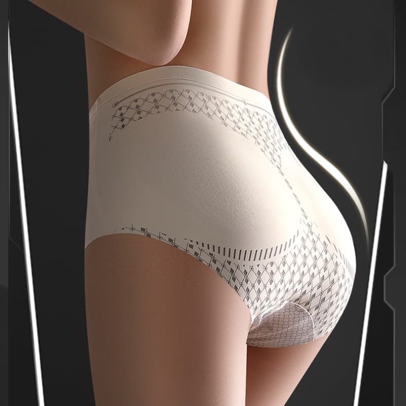 Calcinhas de Seda Gelada Sem Costura para Mulheres, Cintura Alta, Modeladoras, em Spandex Líquido, com Controle de Barri