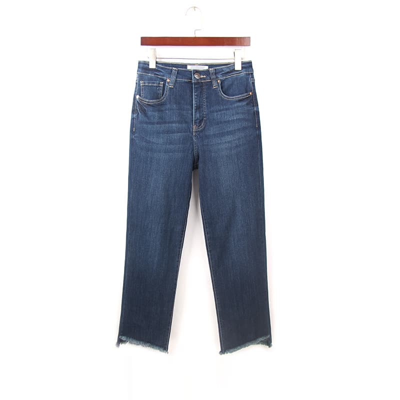 Primavera novo estilo Jeans retos feminino pedido exterior 100kg tamanho grande cintura alta elástico mais magro olhar b