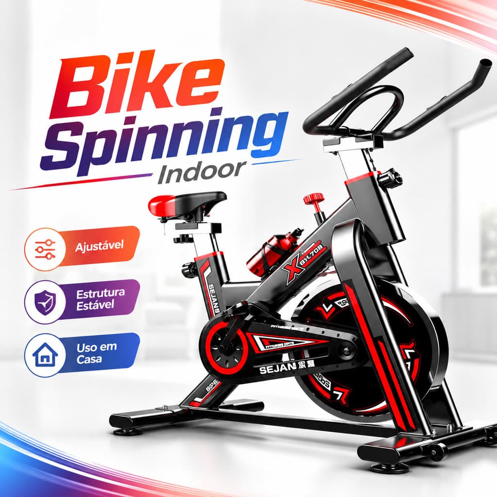 Bicicleta Spinning Ergométrica Roda 13kg Suporta 150kg Display Digital Banco Ajustável