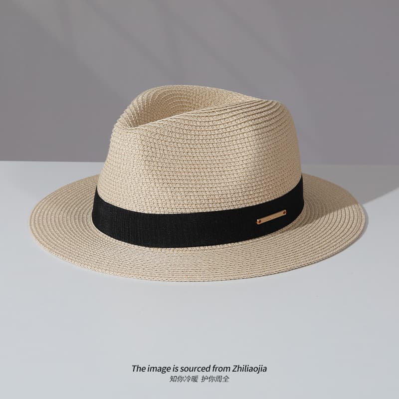 Masculino feminino mesmo estilo palha aba plana chapéu de palha panamá verão guarda-sol chapéu de sol chapéu superior el