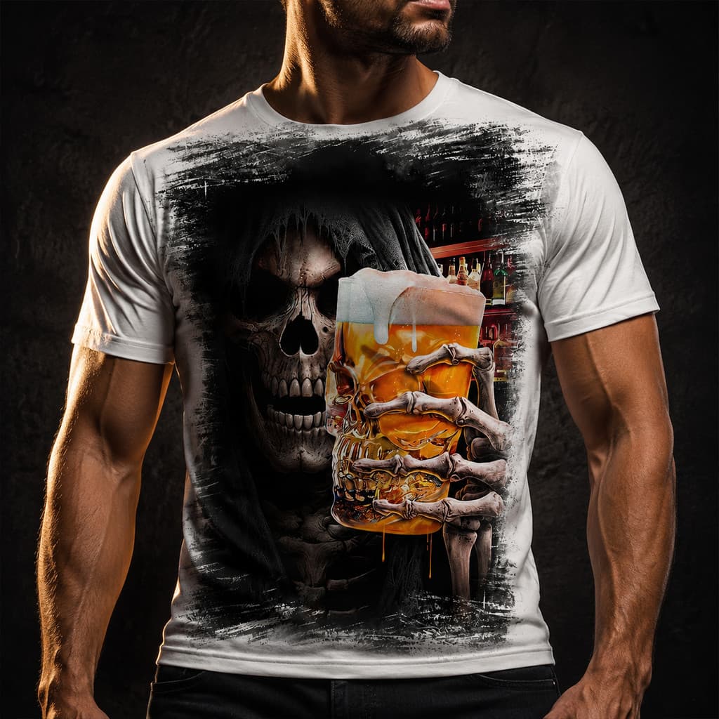 Camiseta Caveira Cerveja